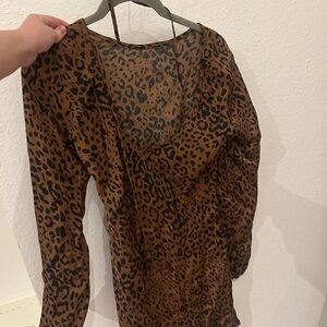 Bella Dahl Brown Leopard Print Mini Dress